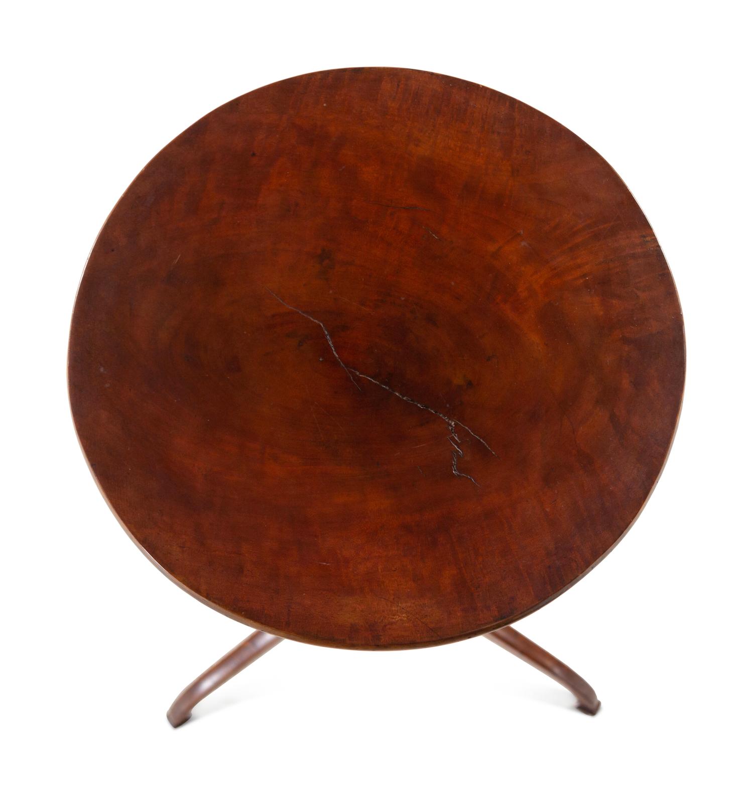 A Federal Figured and Chip-Carved Cherrywood Candlestand