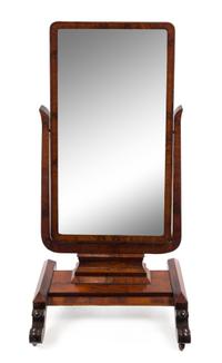 An Art Deco Mahogany Cheval Mirror Height 48 x width 26 inches. — EARLY 20TH CENTURY