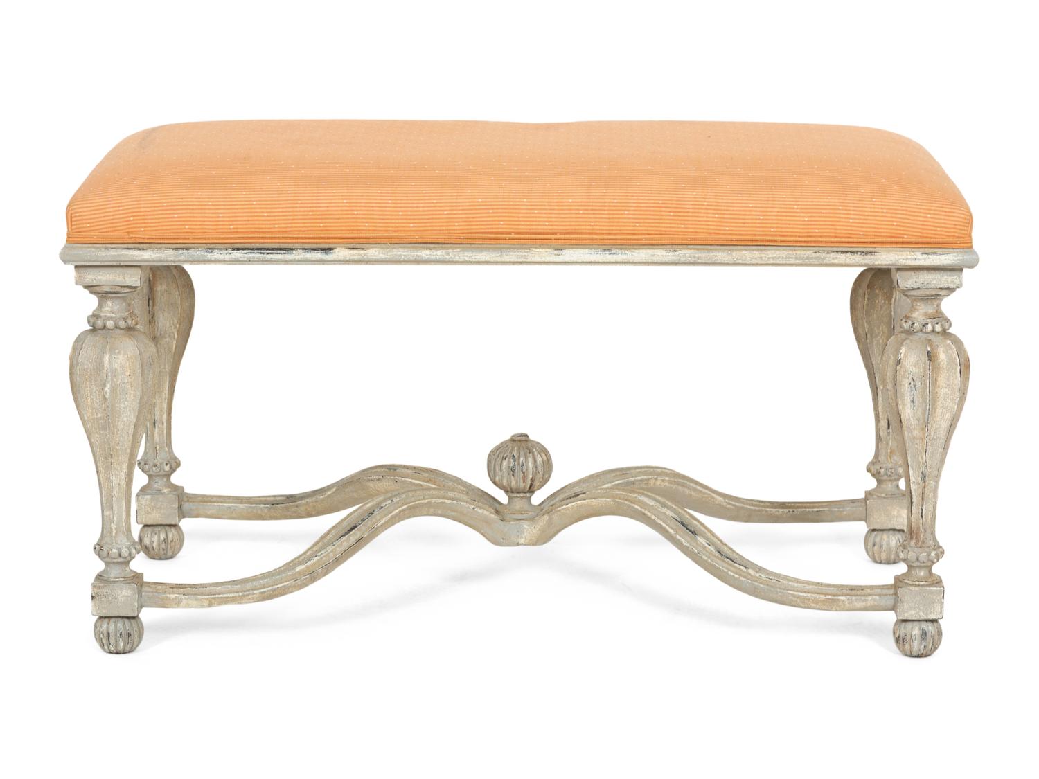 An Italian Grey-Painted Bench