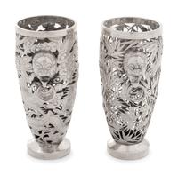 Two Chinese Export Silver Vases