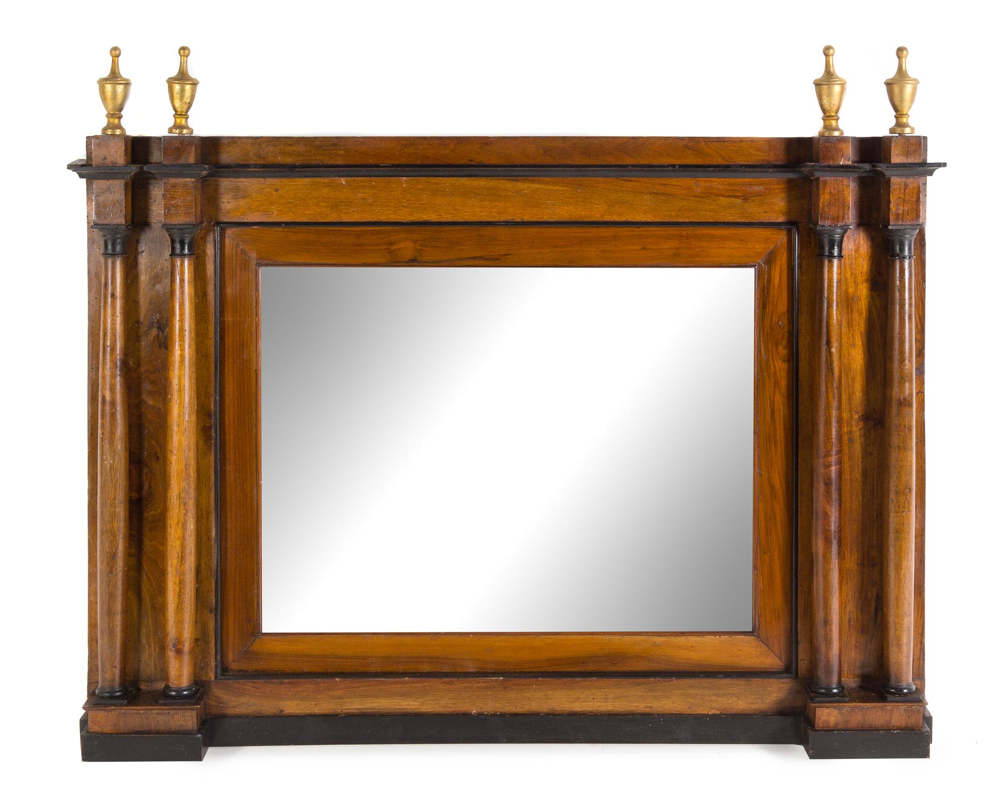 An Italian Parcel Ebonized Walnut Mirror Height 34 1/2 x width 48 inches. — 18TH CENTURY