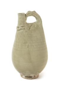 A Chinese Light Celadon Glazed Stoneware Flask Height 9 inches. — POSSIBLY LIAO DYNASTY