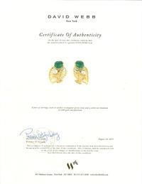 DAVID WEBB, YELLOW GOLD, DIAMOND AND GREEN GLASS EARRINGS