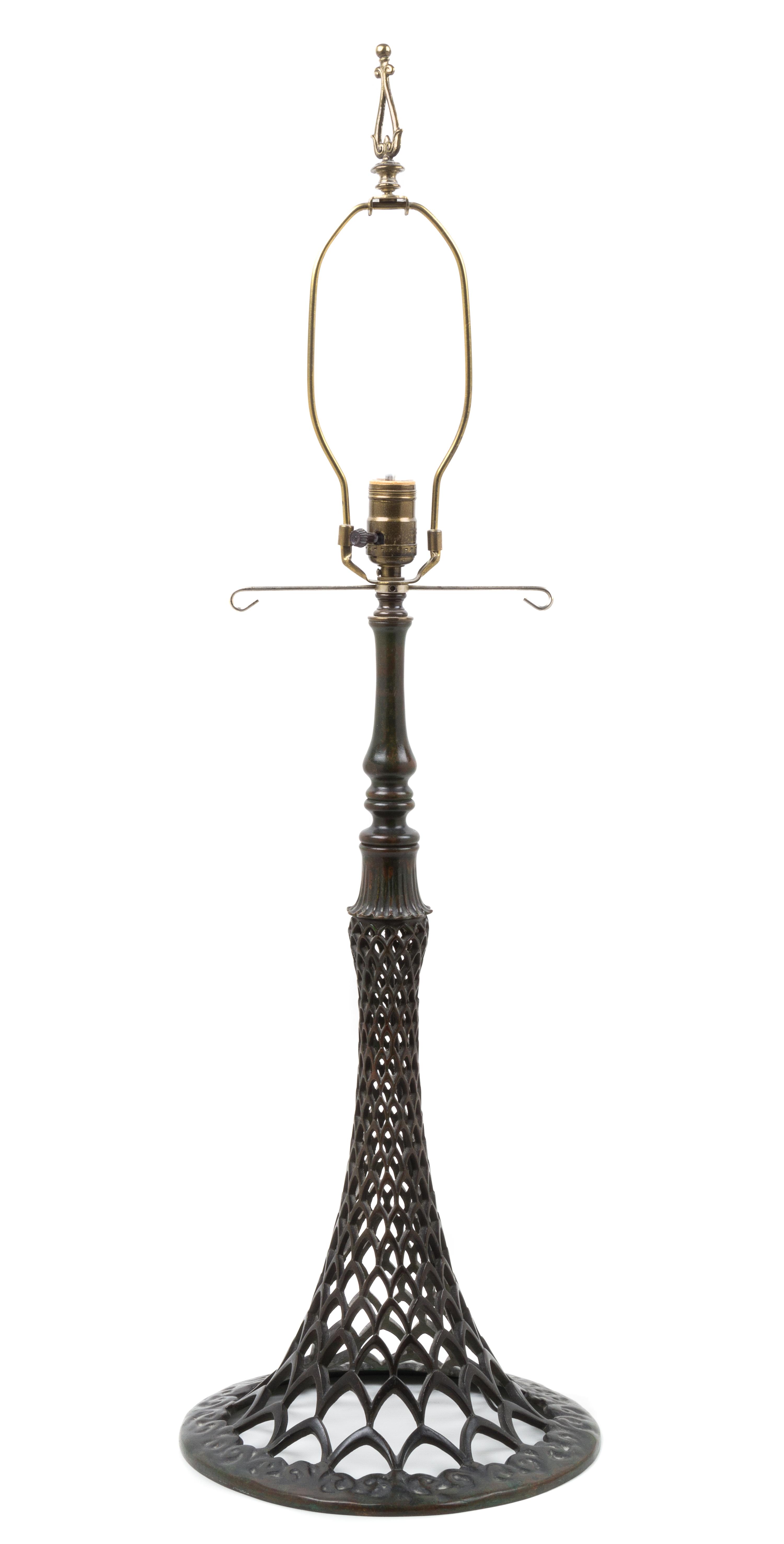 A Tiffany Studios Bronze Lamp Base Height of original bronze 23 inches.