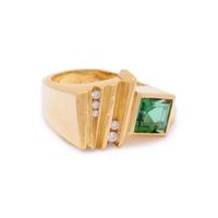 YELLOW GOLD, GREEN TOURMALINE AND DIAMOND RING