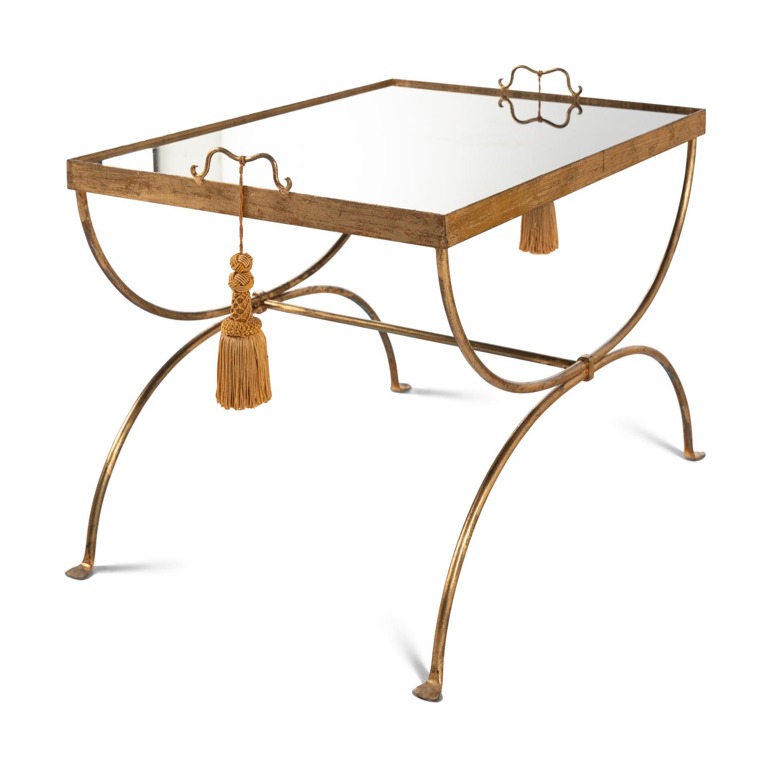 A Regency Style Gilt Metal and Glass Side Table