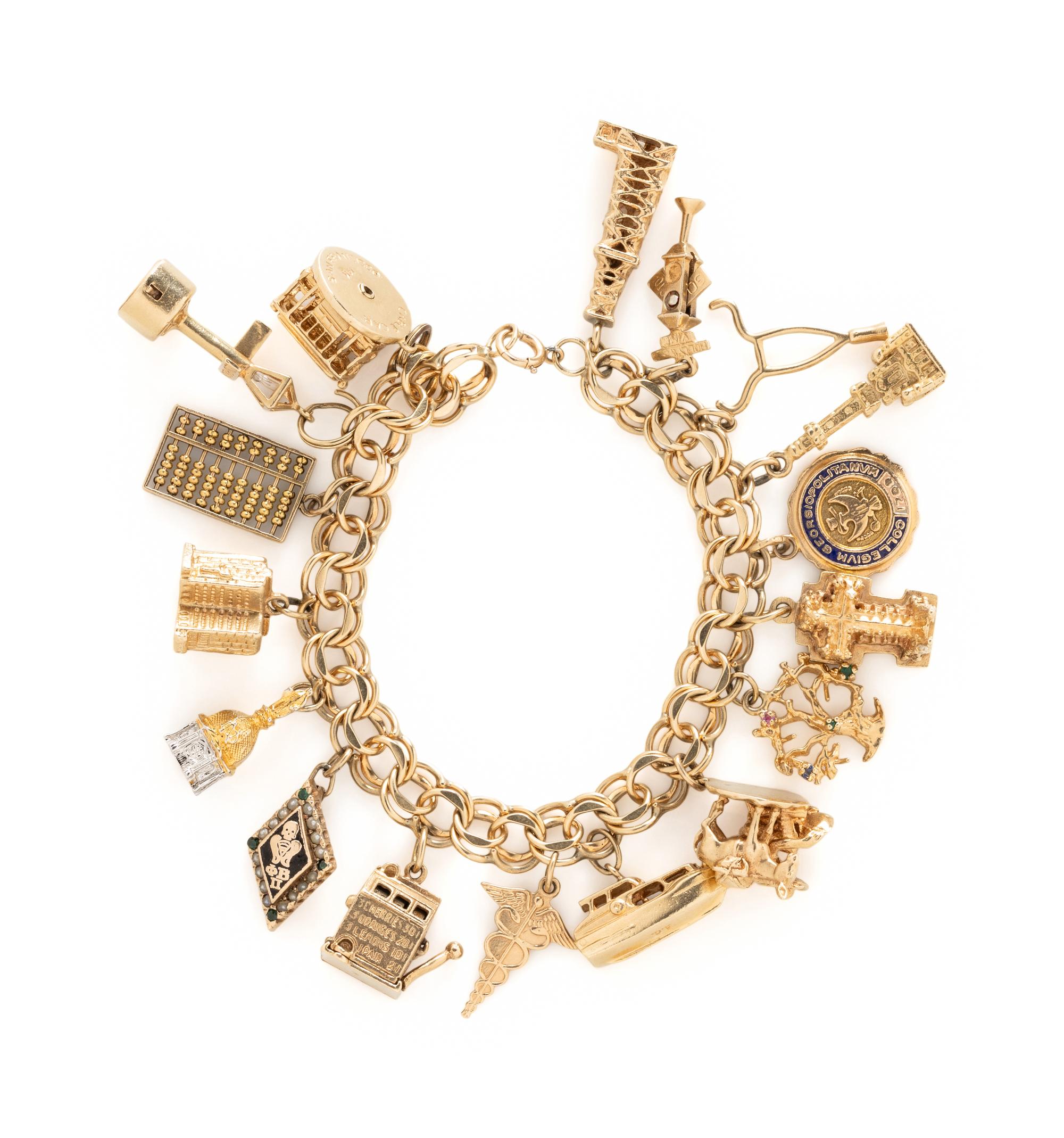 YELLOW GOLD CHARM BRACELET