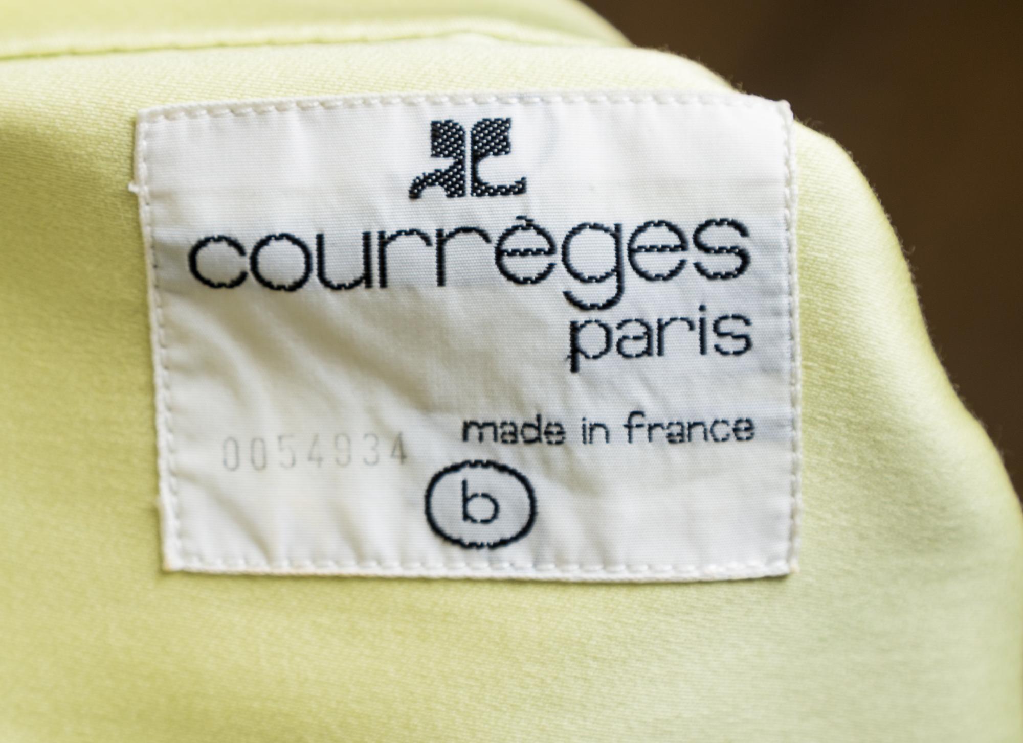 A Courreges Chartreuse Cotton Skirt Ensemble, Size B.