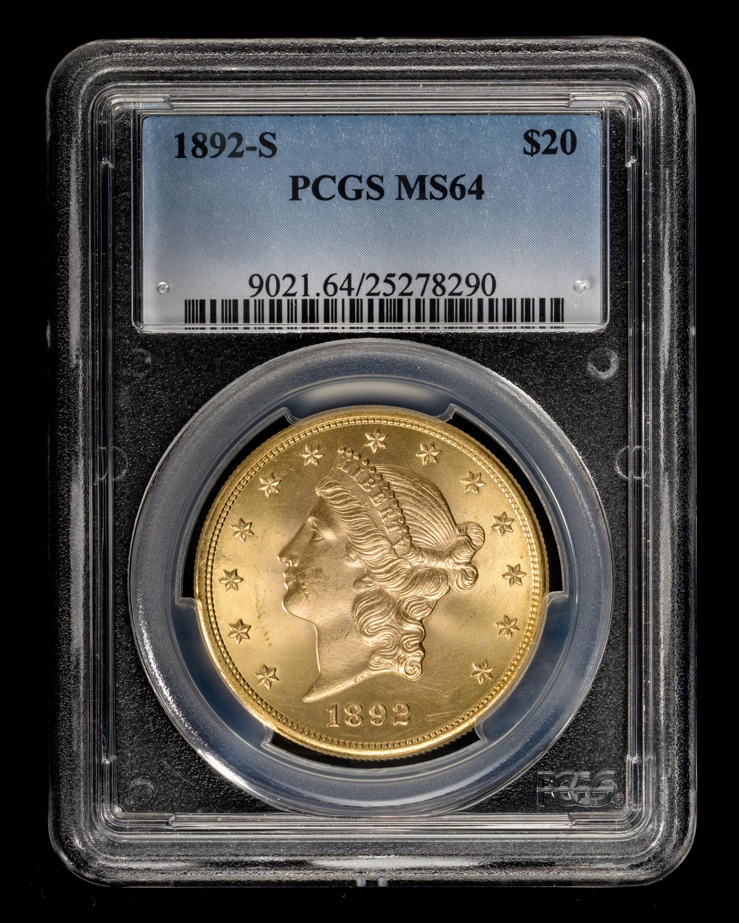 A United States 1892-S Liberty Head $20 Gold Coin