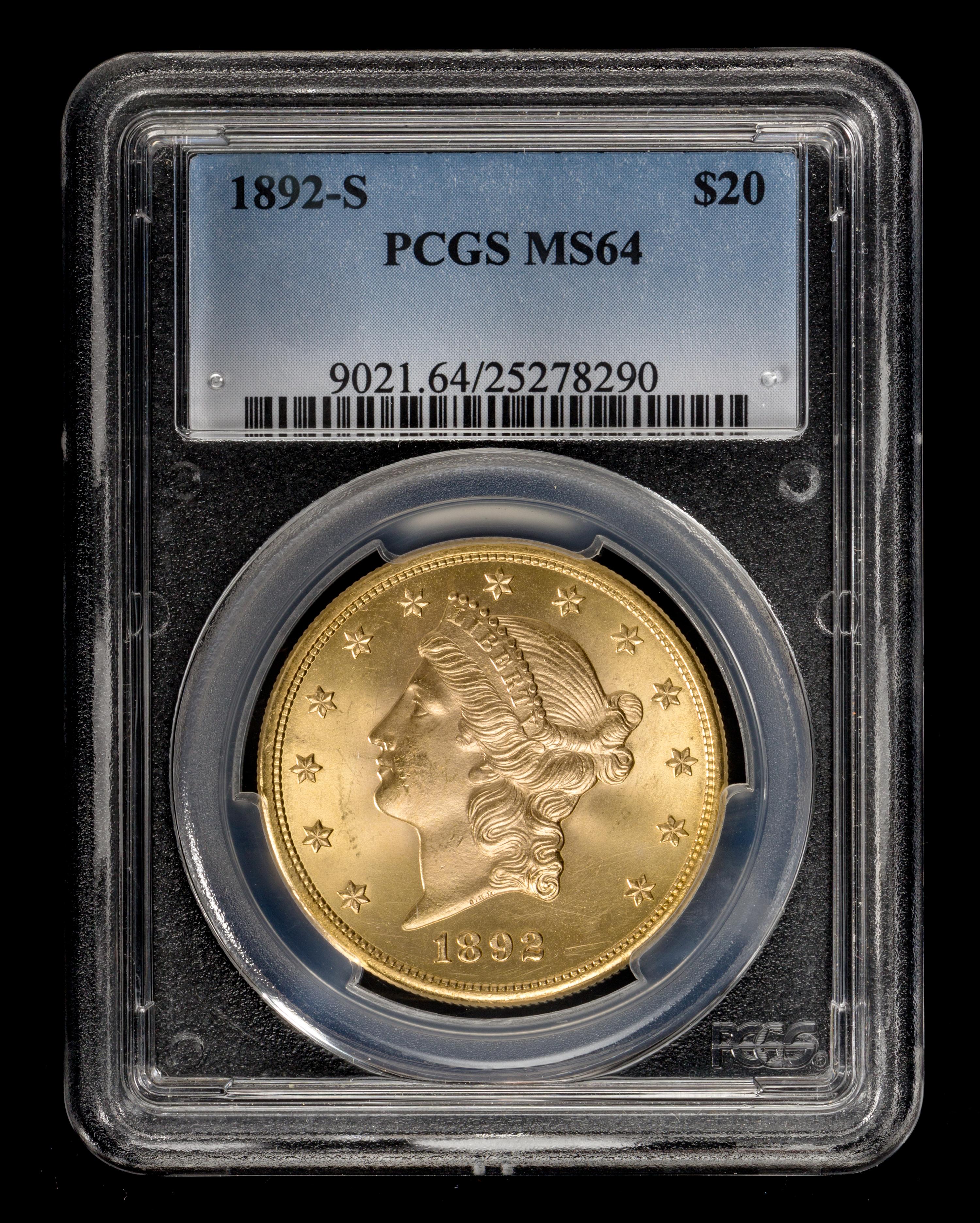 A United States 1892-S Liberty Head $20 Gold Coin