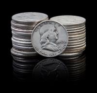 A Group of 29 United States Benjamin Franklin Half-Dollar Coins