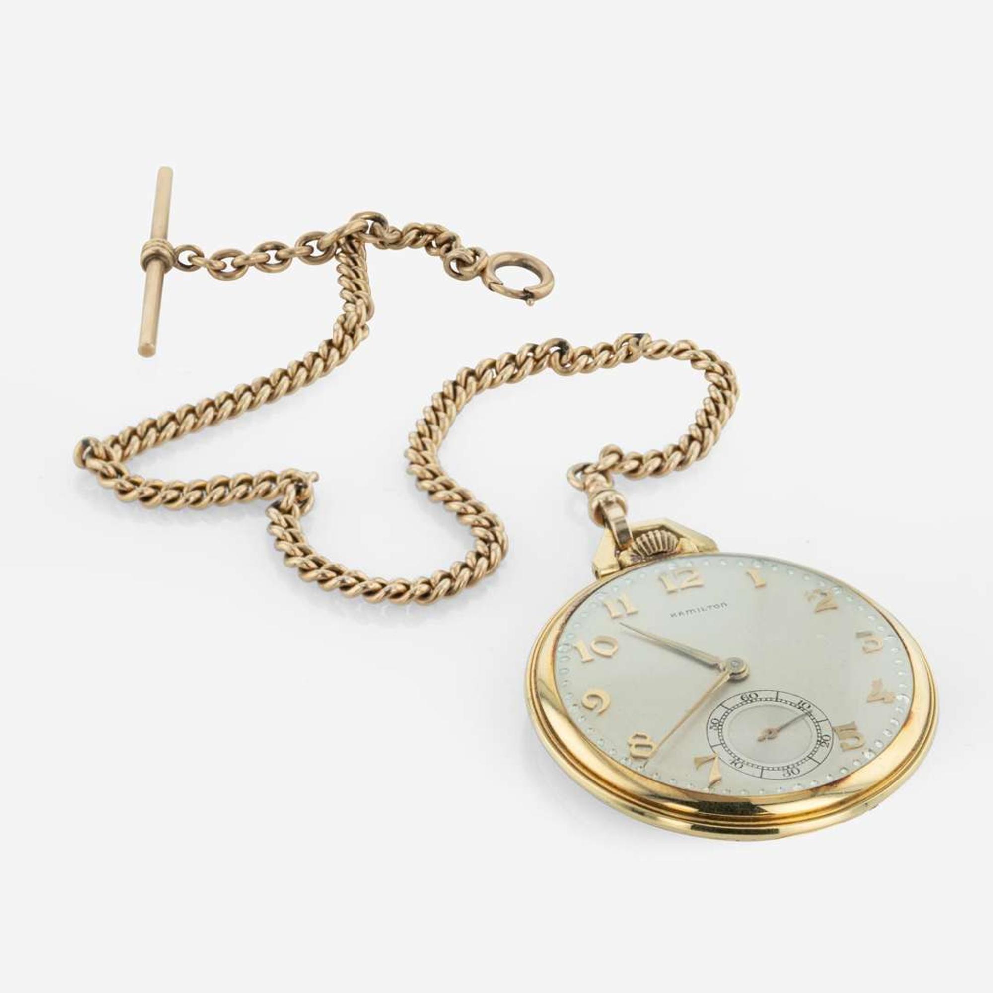 An 18K Yellow Gold Hamilton Pocket Watch