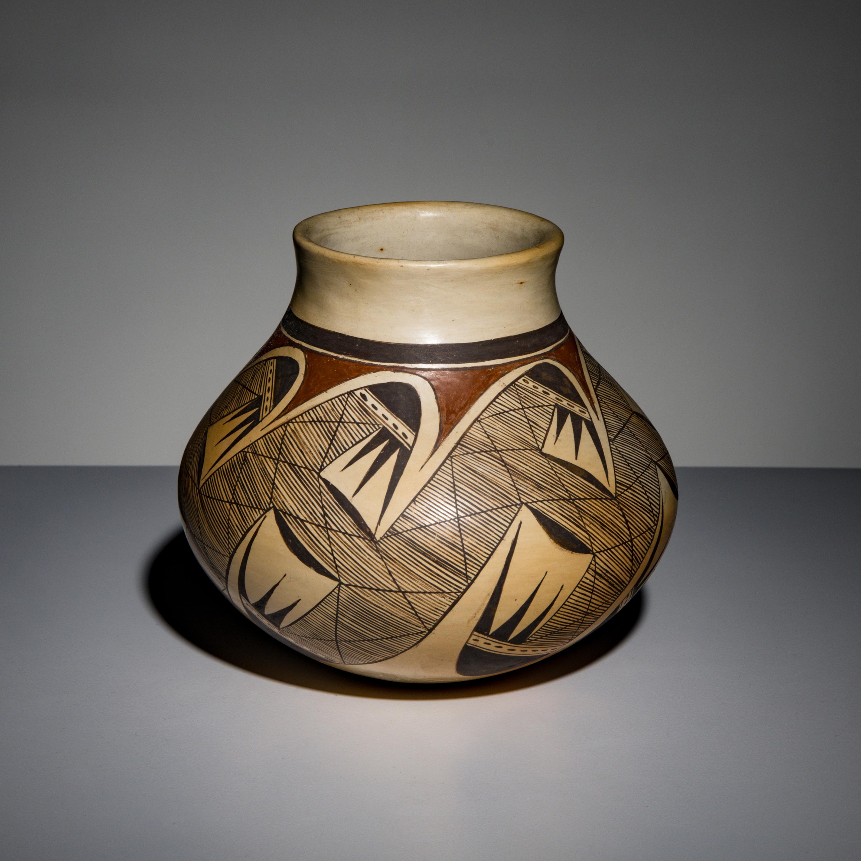 Priscilla Namingha (Hopi-Tewa, b. 1924-2008) — Polychrome Pottery Jar, with Migration Pattern