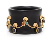 An 18 Karat Yellow Gold, Multigem and Resin Bangle Bracelet, French, 75.30 dwts.