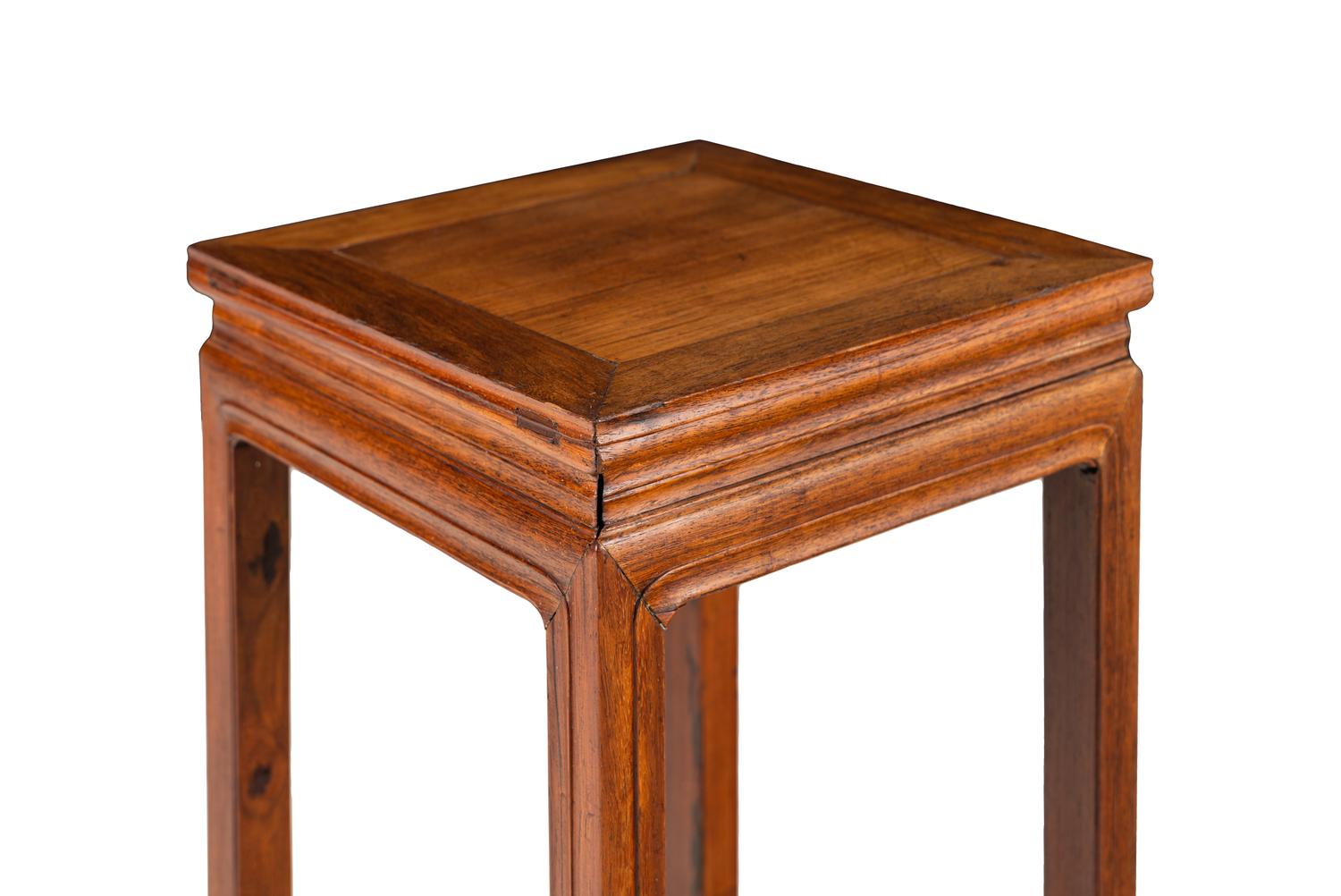 A Chinese Mixed Woods Square Stand, Fangji, Qing Dynasty 清 硬木方几