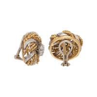 BICOLOR GOLD AND DIAMOND CLUSTER EARRINGS