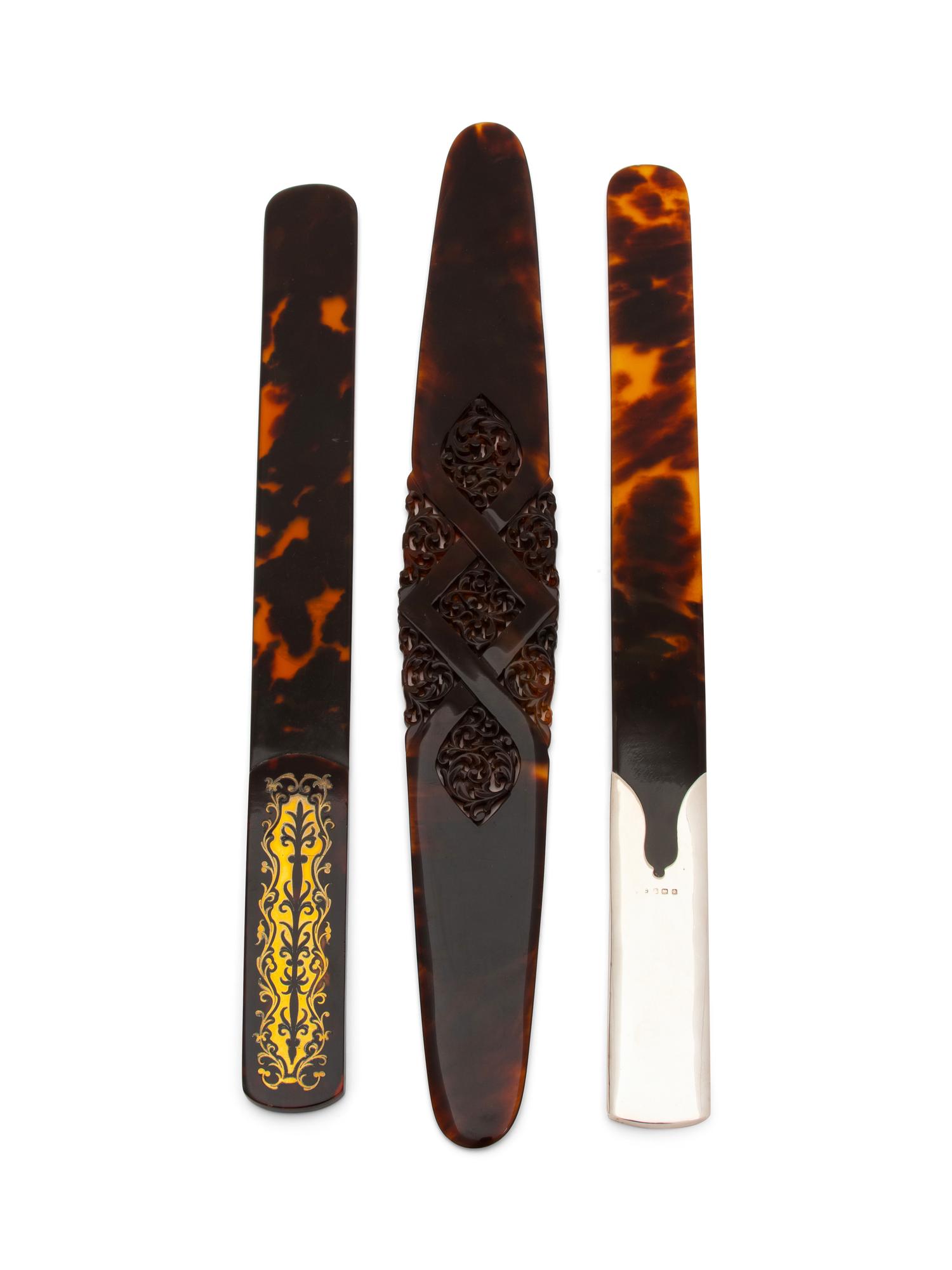 A Group of Three Faux-Tortoiseshell Page Turners