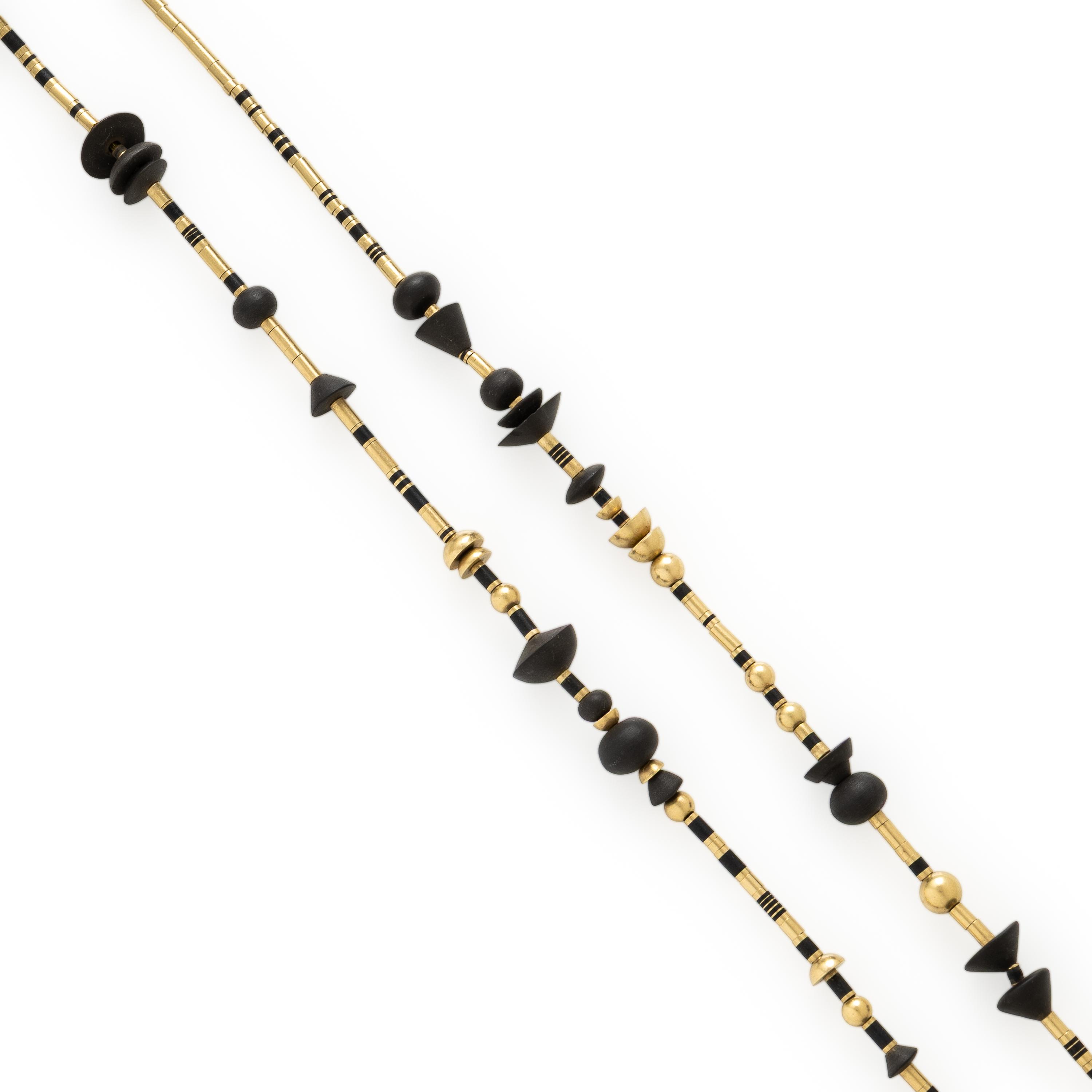 Wendy Ramshaw, Yellow Gold and Black Basalt Bead Necklace