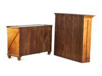 A Federal Grain Paint Decorated Pine and Poplar Step-Back Cupboard