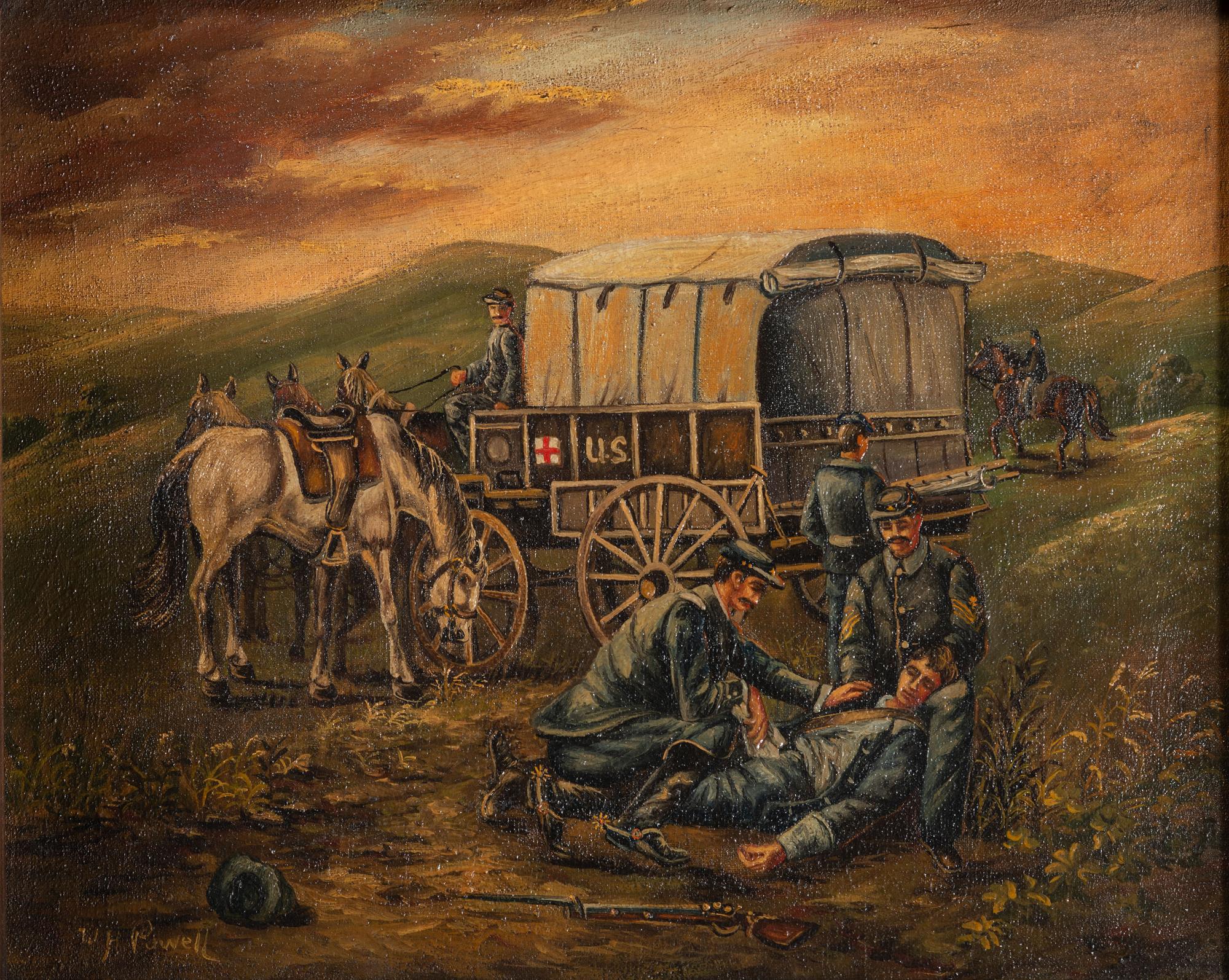 [CIVIL WAR]. POWELL, W.H., artist. Medical team tending to a wounded soldier.