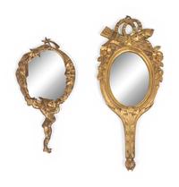 Two French Gilt Bronze Hand Mirrors