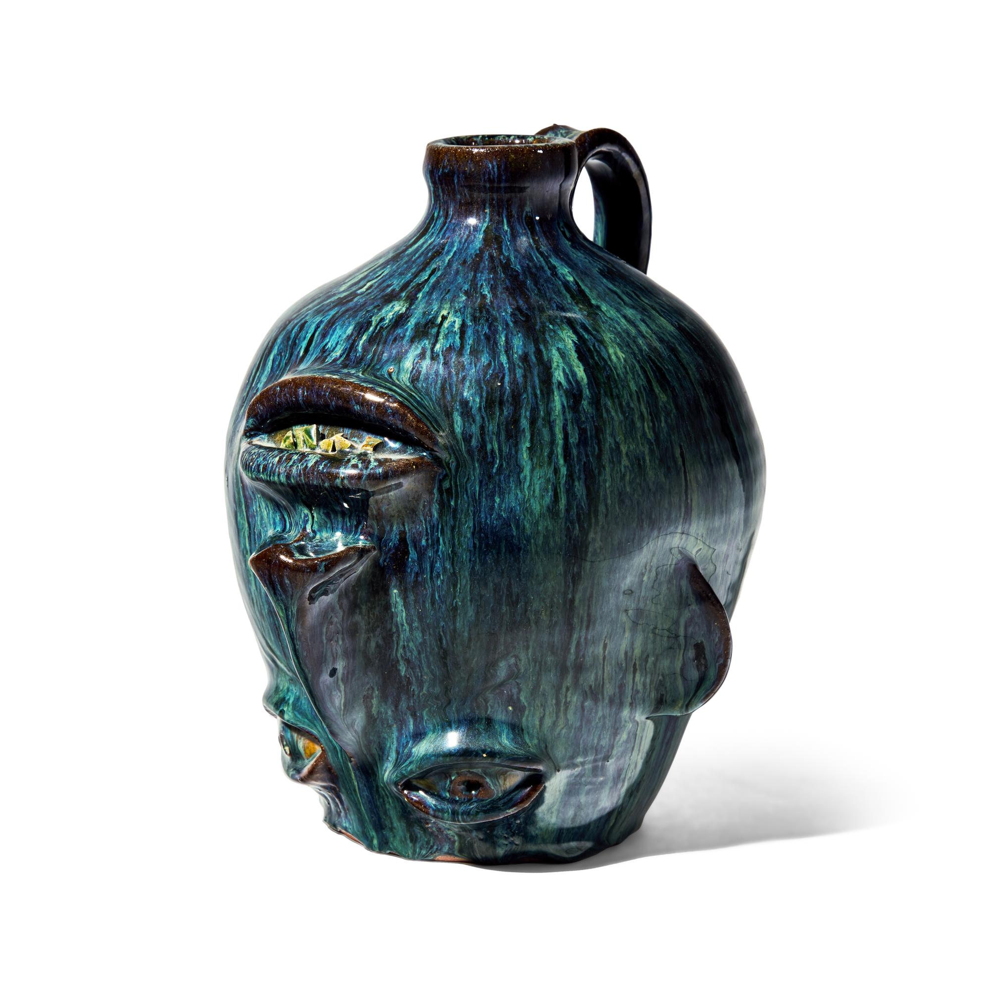 Charlie West, A Glazed Stoneware Work: Upside Down Face Jug