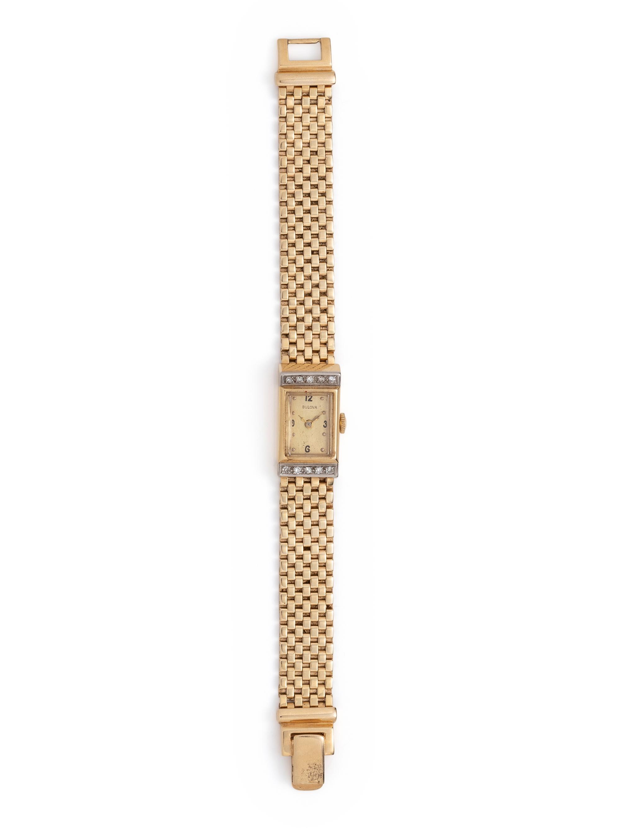 BULOVA, 14K YELLOW GOLD AND DIAMOND WRISTWATCH