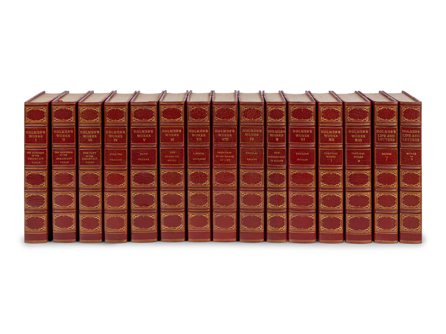 [BINDINGS & SETS]. HOLMES, Oliver Wendell (1809-1894). Works. Boston and New York: Houghton Mifflin Company, 1892.