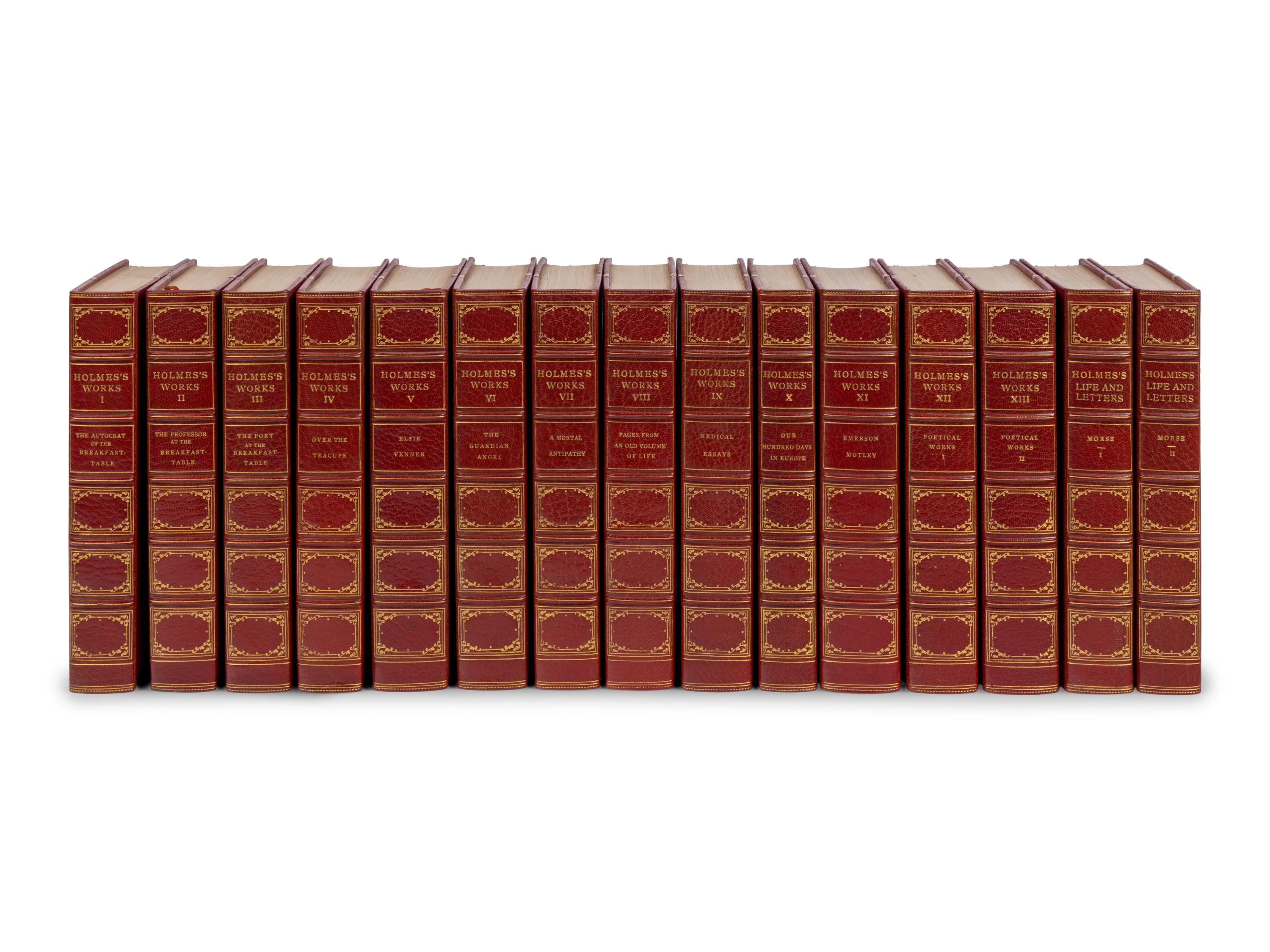 [BINDINGS & SETS]. HOLMES, Oliver Wendell (1809-1894). Works. Boston and New York: Houghton Mifflin Company, 1892.