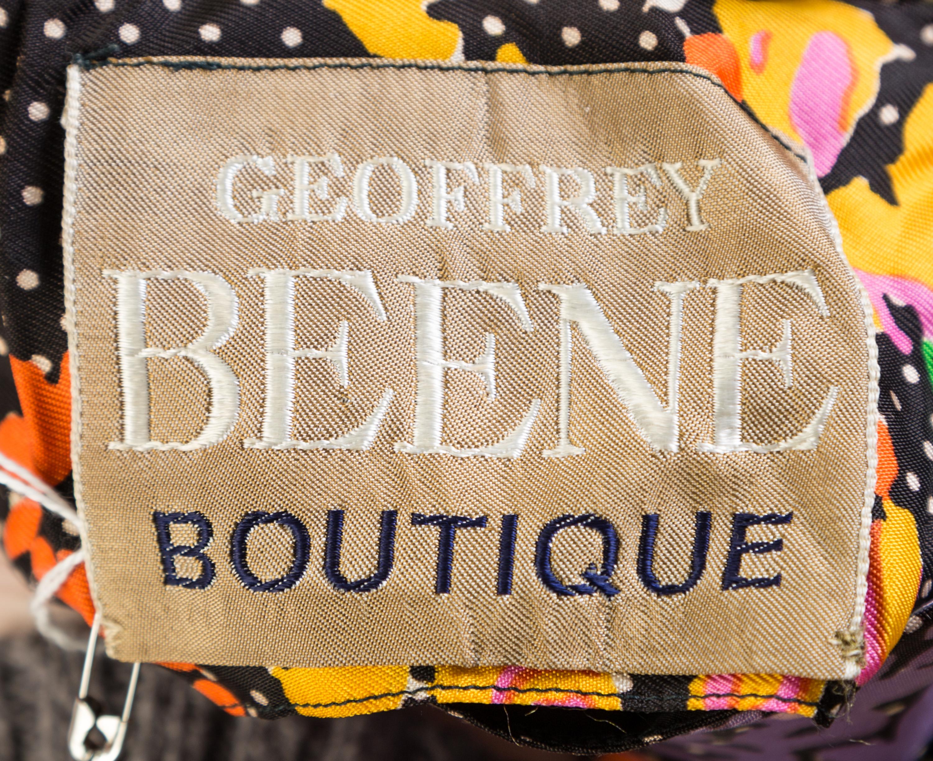 A Geoffrey Beene Black and Multicolor Floral Print Dress, No size; Ribbon: 44.25" x .75".