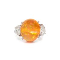 FIRE OPAL AND DIAMOND RING