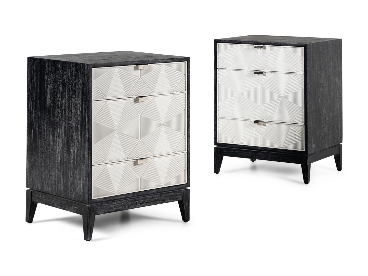 Pair of Bungalow 5 Borneo Three-Drawer Black Side Tables
