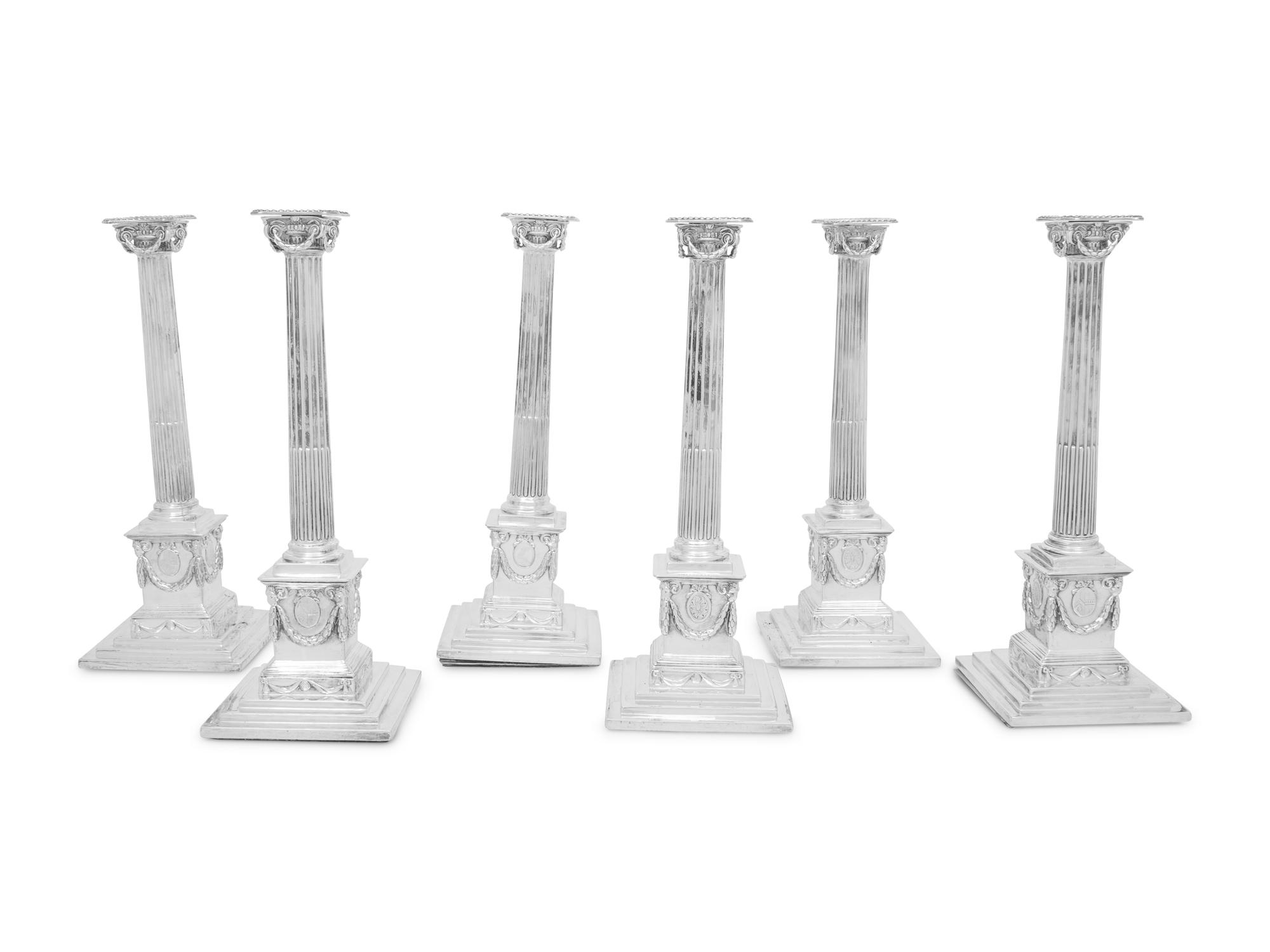 A Set of Six George III Silver Candlesticks