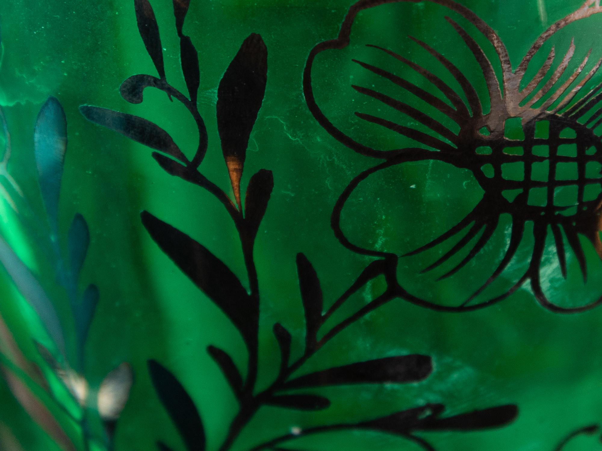 Two Simulated Cameo Glass Vases and a Silver Overlay Glass Vase