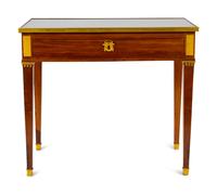 A Louis XVI Style Bronze Mounted Marble Top Writing Table — LATE 19TH CENTURY