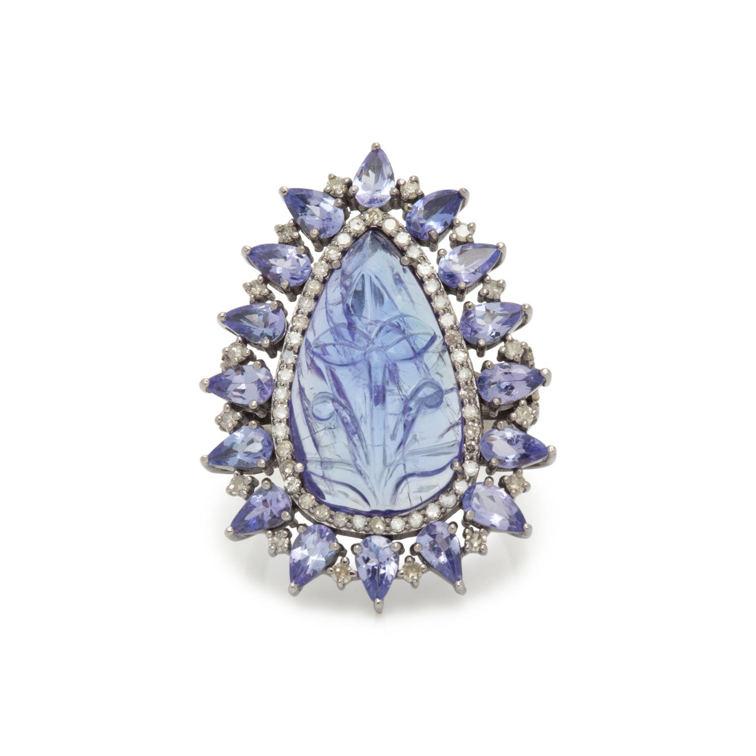 TANZANITE AND DIAMOND RING