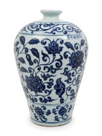 A Chinese Blue and White Porcelain Meiping Vase