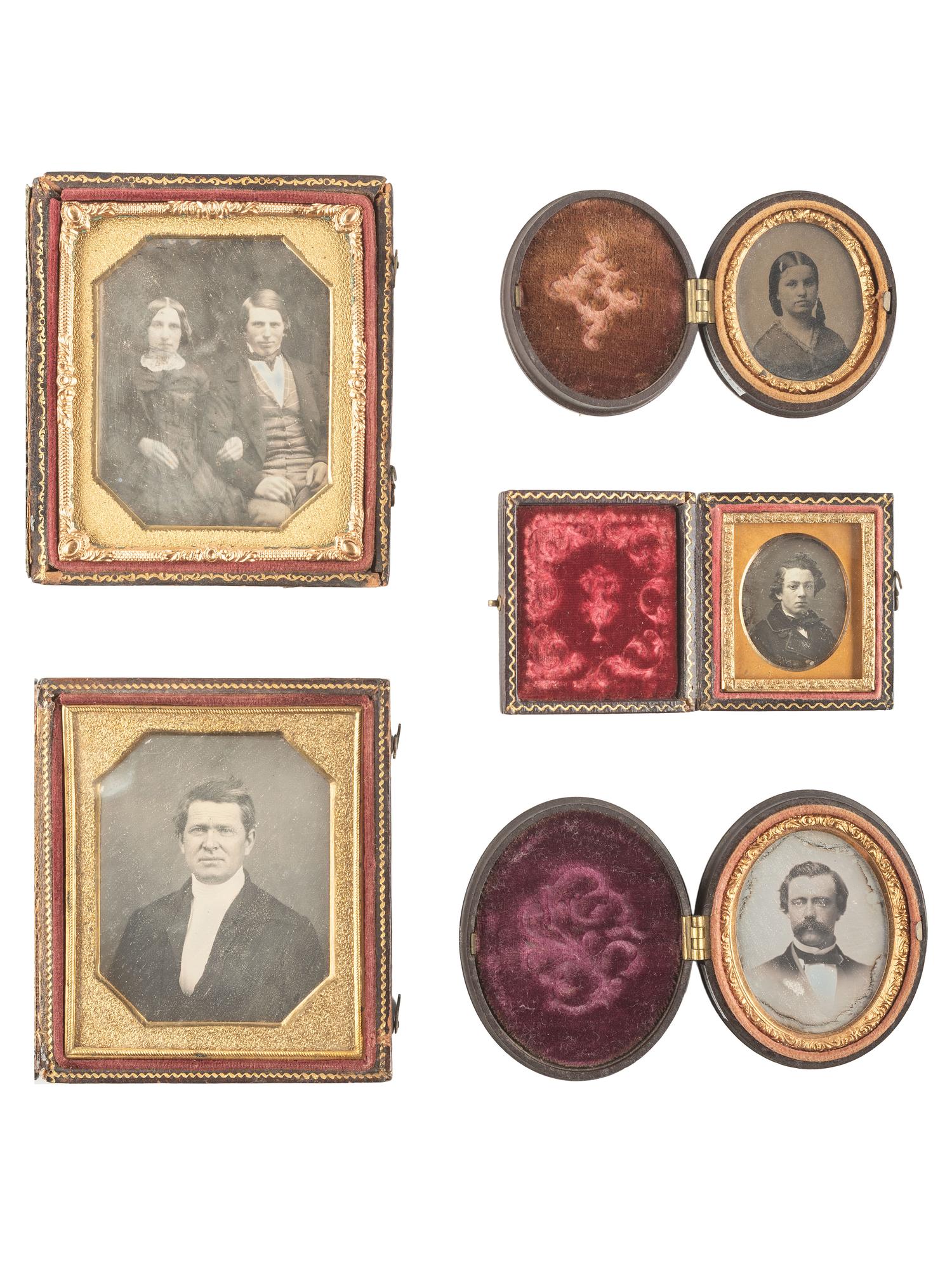[EARLY PHOTOGRAPHY]. 16 daguerreotypes, ambrotypes, and tintypes of varying subjects.