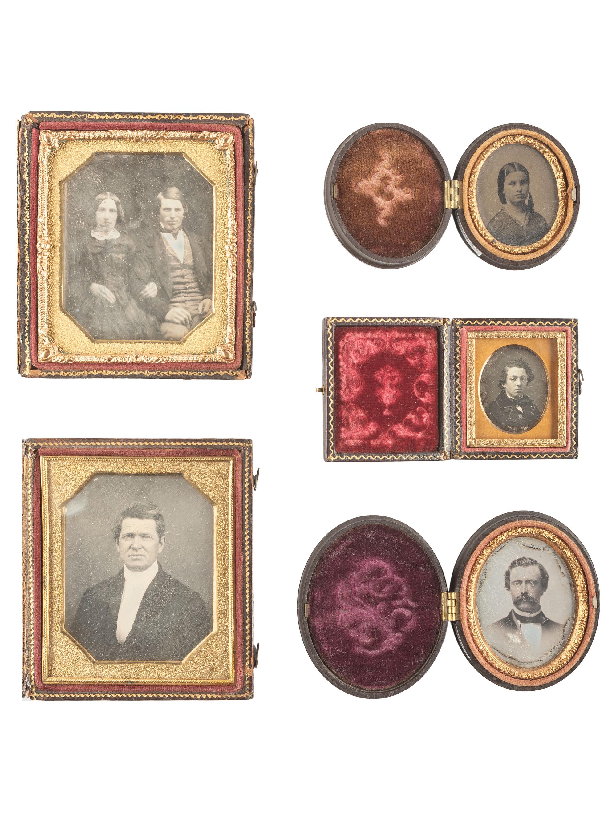 [EARLY PHOTOGRAPHY]. 16 daguerreotypes, ambrotypes, and tintypes of varying subjects.