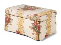 A Pair of Printed Cotton Upholstered Lounge Chairs with Ottoman