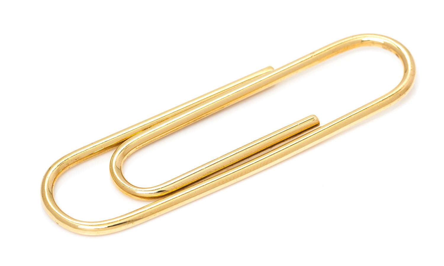 A 14 Karat Yellow Gold Paper Clip Money Clip, Tiffany & Co., 3.50 dwts.