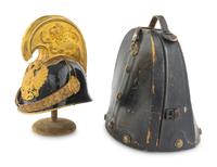 An Austrian Black Lacquer and Gilt Metal WWI Dragoon Helmet Model 1905