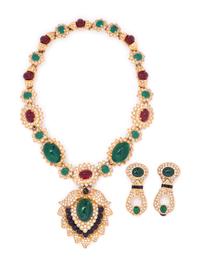 Kenneth Jay Lane Wreath Necklace and Weinberg Ear Clips
