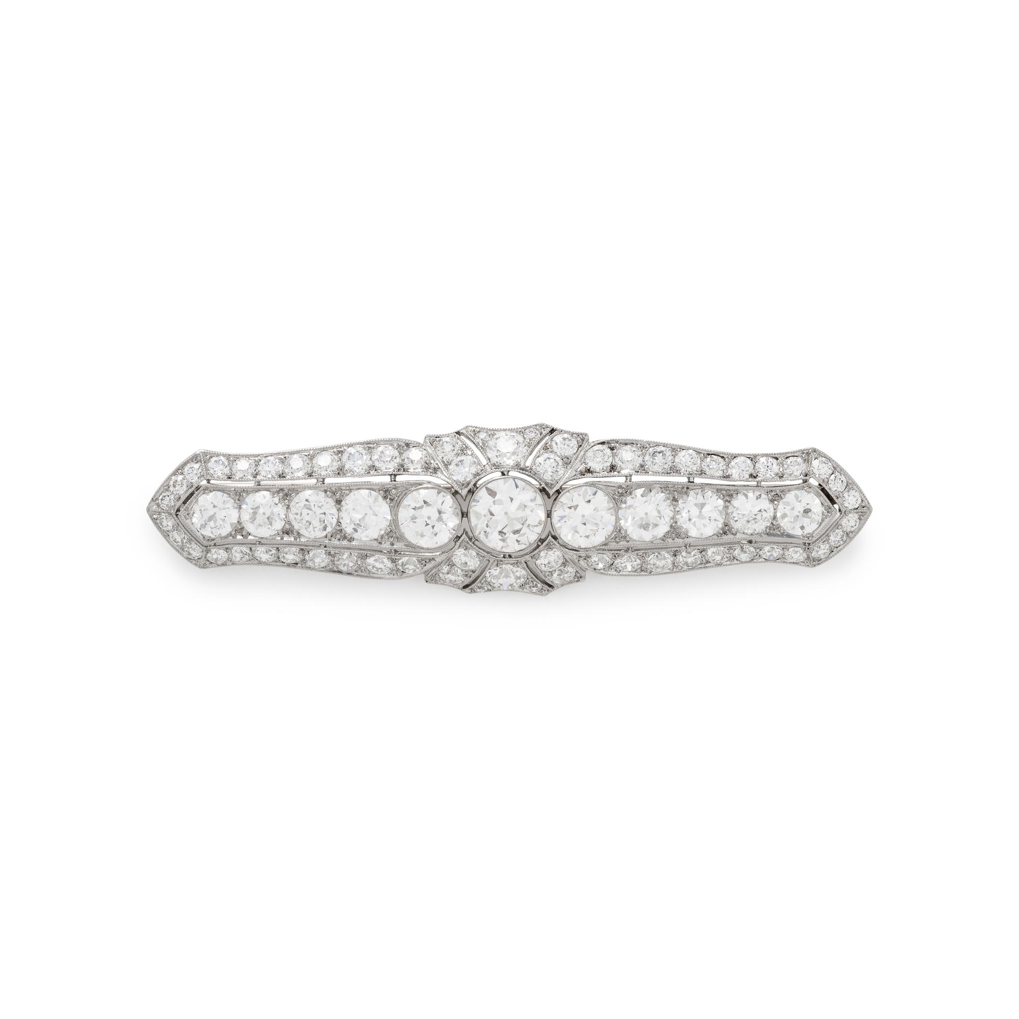 J.E. CALDWELL & CO., ANTIQUE PLATINUM AND DIAMOND BAR PIN