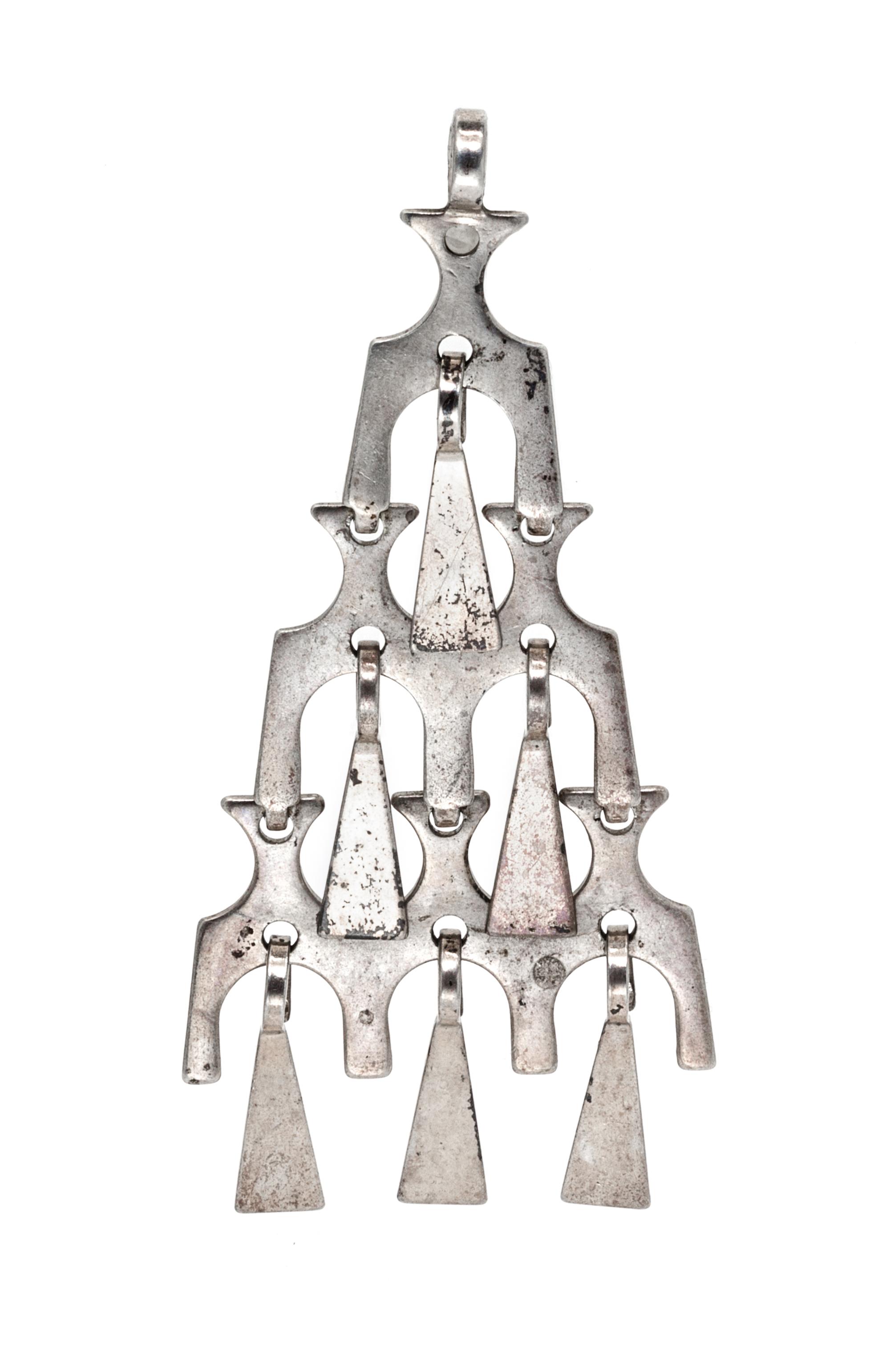 A Mid-Century Modernist Sterling Silver Articulated Pendant, David Andersen, Circa 1960's, 8.00 dwts.