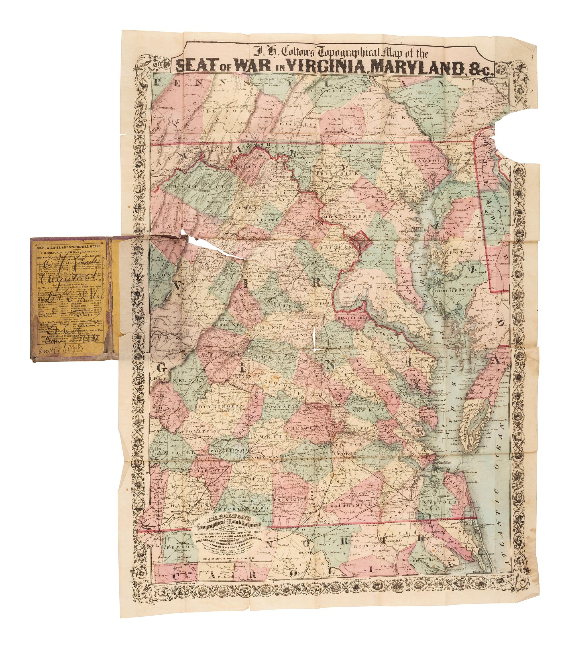 [CIVIL WAR]. Archive of items related to Elisha Hunt RHODES (1842-1917), 2nd Rhode Island Volunteer Infantry, incl. diary pages, battlefield map, and tactic manual for US Colored Troops.