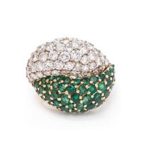 A Bicolor Gold, Diamond and Emerald Ring,