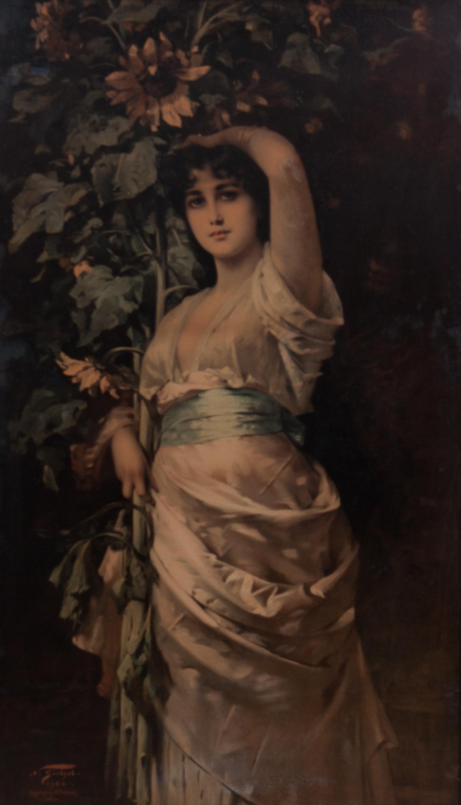 An Art Nouveau Offset Lithograph 33 1/2 x 19 1/2 inches.