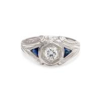 DIAMOND AND SYNTHETIC SAPPHIRE RING