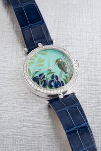 VAN CLEEF & ARPELS, WHITE GOLD, ENAMEL AND DIAMOND 'LADY ARPELS CHANCE MARTIN-PÊCHEUR' WATCH, LIMITED SERIES 14 of 22
